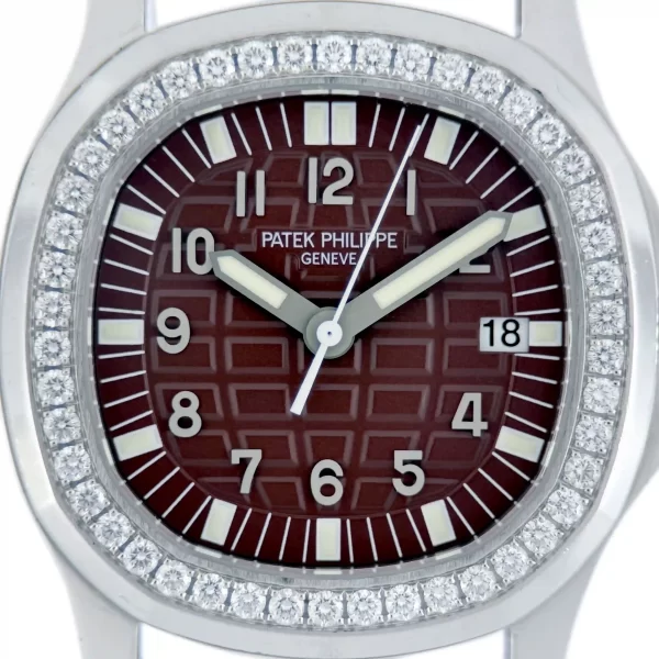 Aquanaut 36MM Stainless Steel Diamond Set with Red Dial
