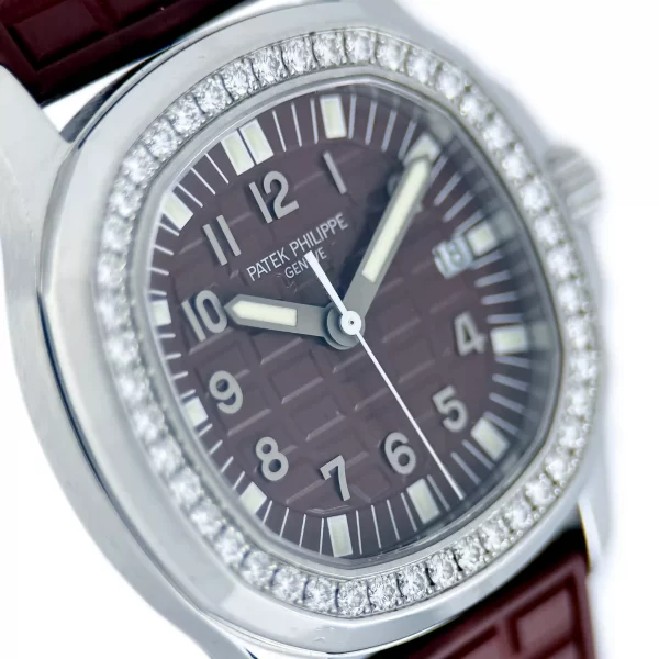 Aquanaut 36MM Stainless Steel Diamond Set with Red Dial